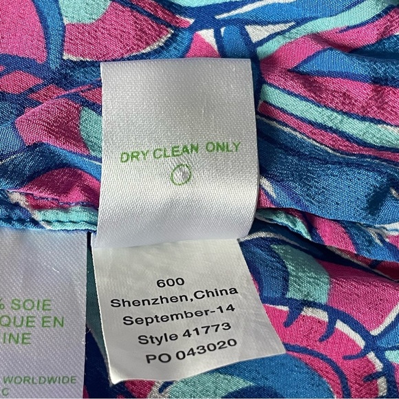 Lilly Pulitzer Elsa Silk Blue/Pink Reel Me Resort Top 35524 - Picture 13 of 13
